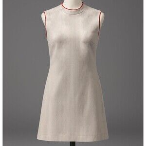 Vintage 1960s Verona Knits Orange & White Striped Sleeveless Dress size 3